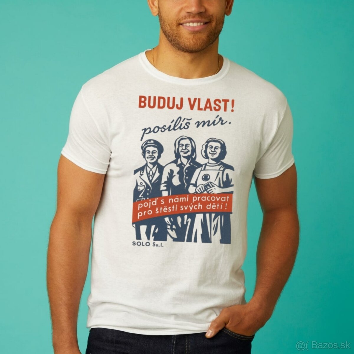 Retro tričko buduj vlast 100% bavlna