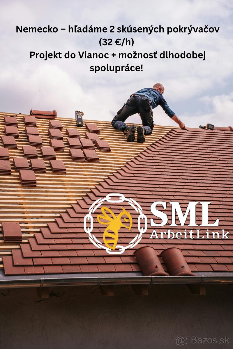 🇩🇪 Nemecko – hľadáme 2 skúsených pokrývačov (32 €/h)