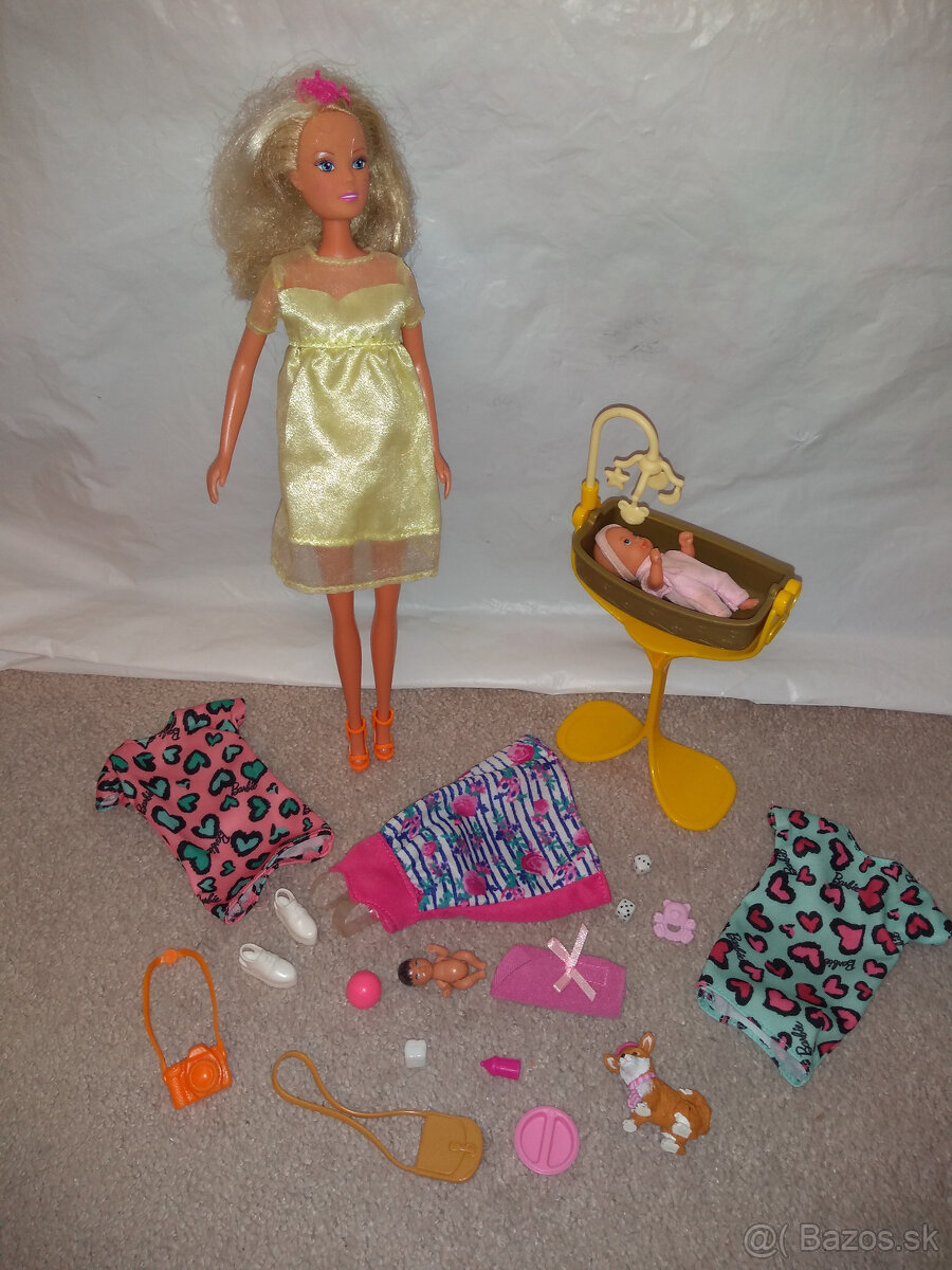 babika barbie bábo postieľka zavinovačka doplnky topánky šat
