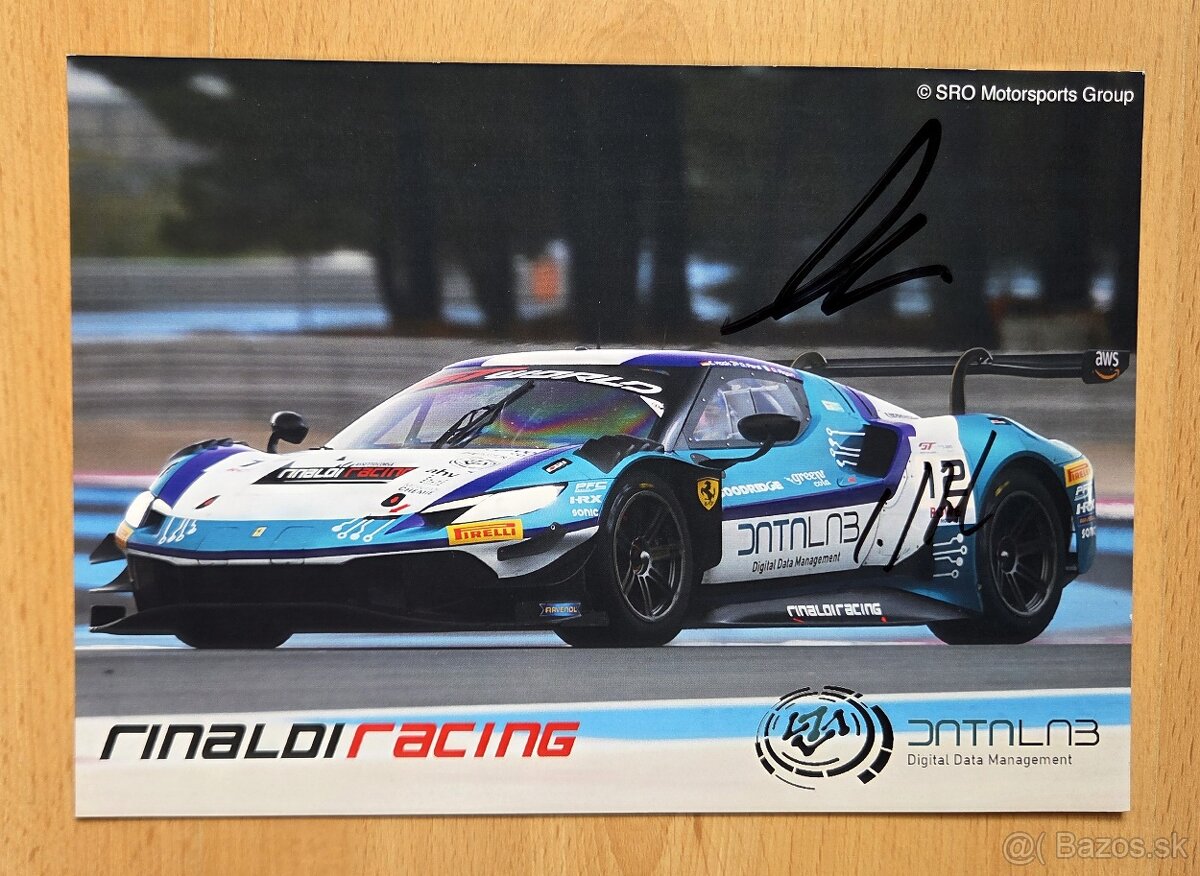 Ferrari Rinaldi Racing autogramkarta originální autogramy