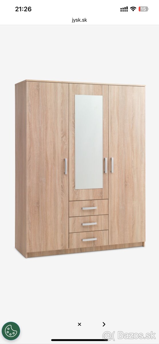 Predám šatníkovú skriňu Jysk