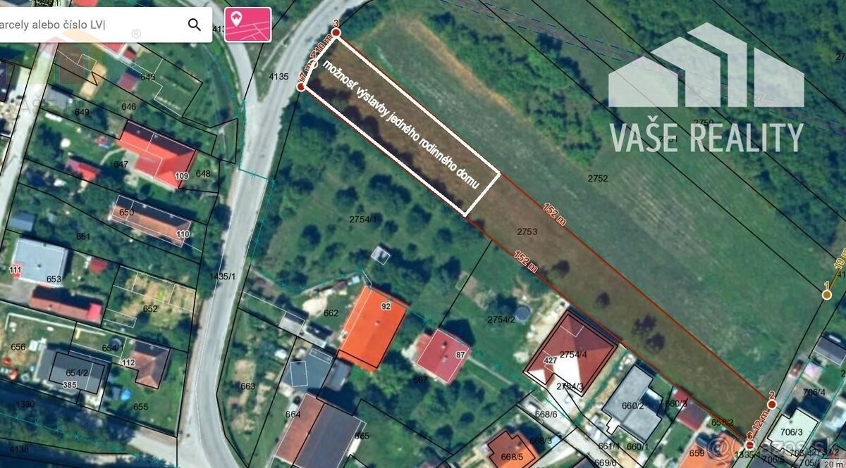 STAVEBNÝ POZEMOK 2250 m2 TRENČIANSKE MITICE