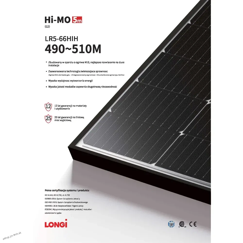 Solárny fotovoltaicky panel LONGi LR5-66HPH-505M 505Wp