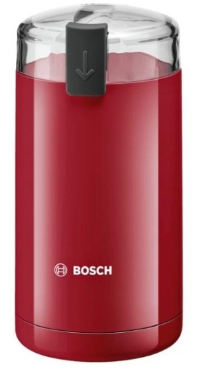 Červený mlynček na kávu značky Bosch