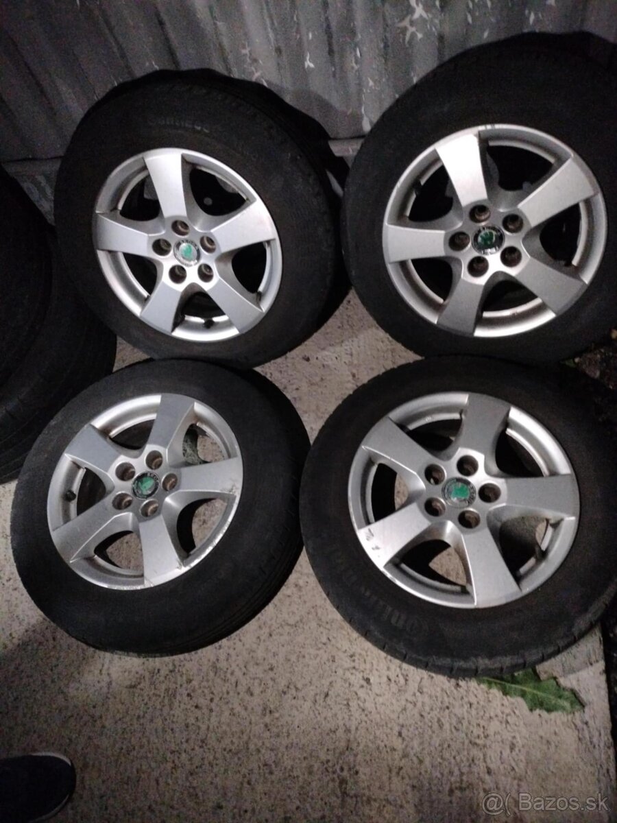 4ks alu disky orig. Škoda 5x100 R14 pneu conti 165/70 5mm