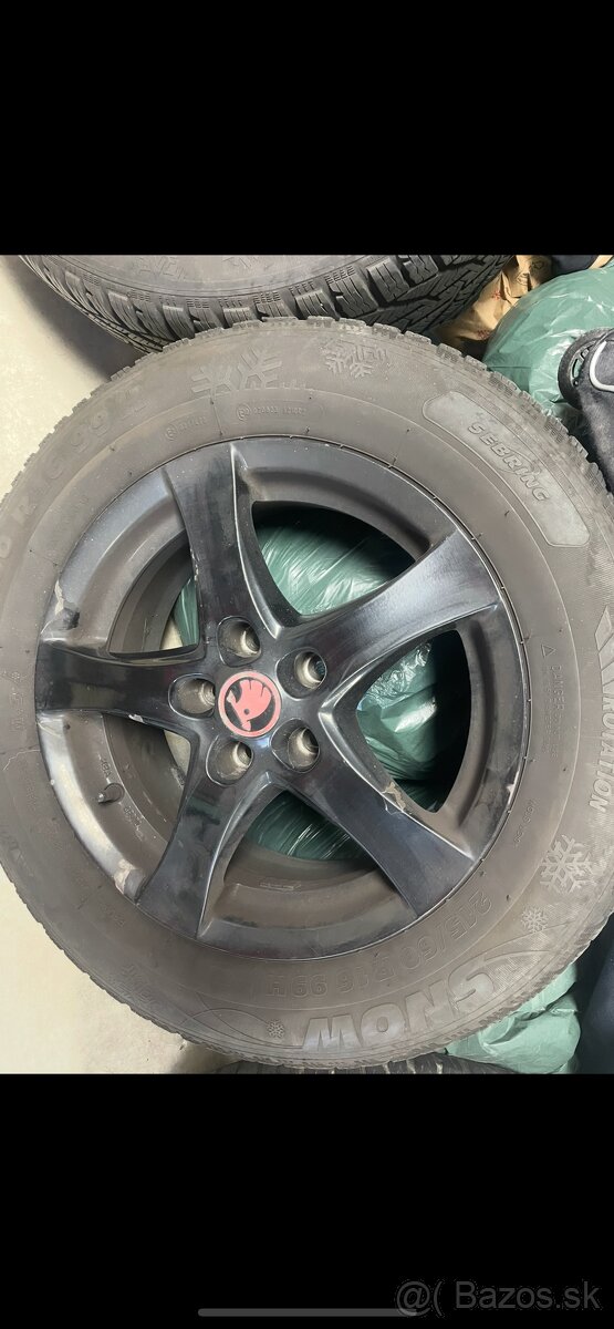 Na predaj kompletné zimné pneu 16´ + al disky Škoda superb 3