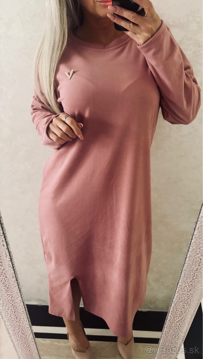 Damske talianske jemnučke maxišaty pinky