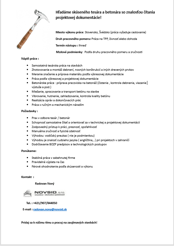 Tesár / Betonár