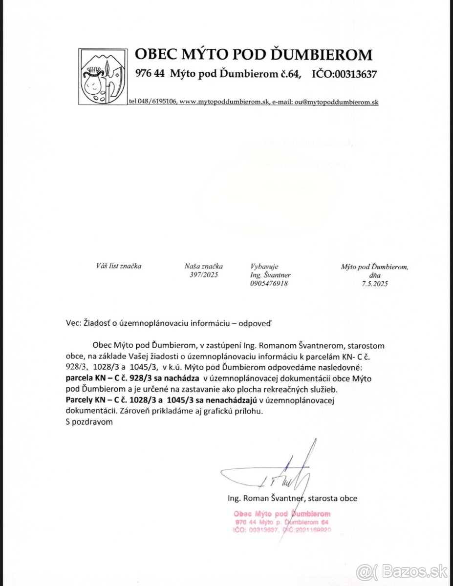 Predaj pozemkov – Mýto pod Ďumbierom