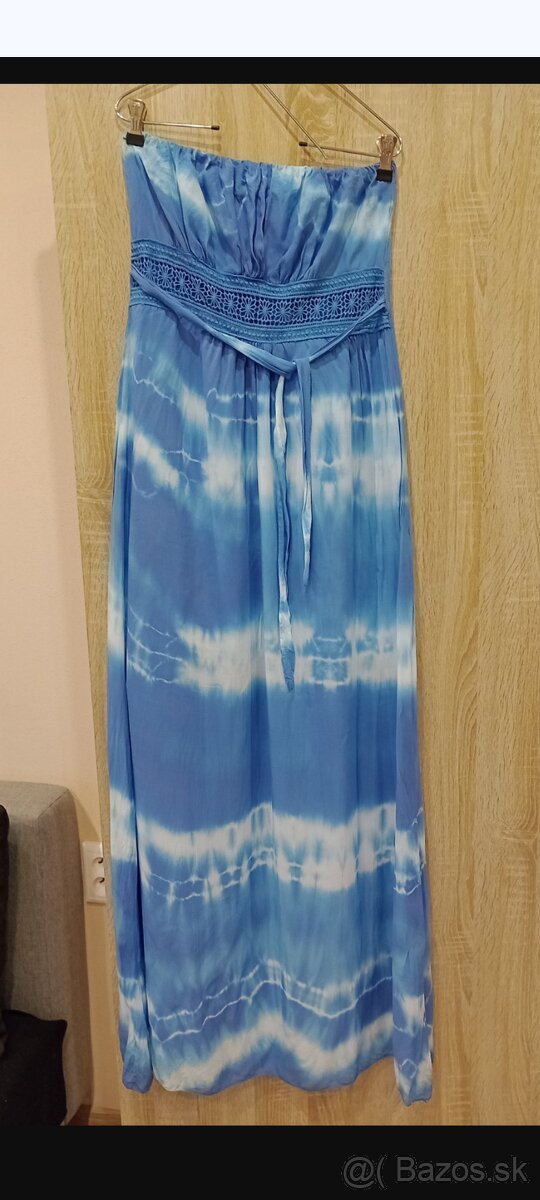 Modré batikovane maxišaty