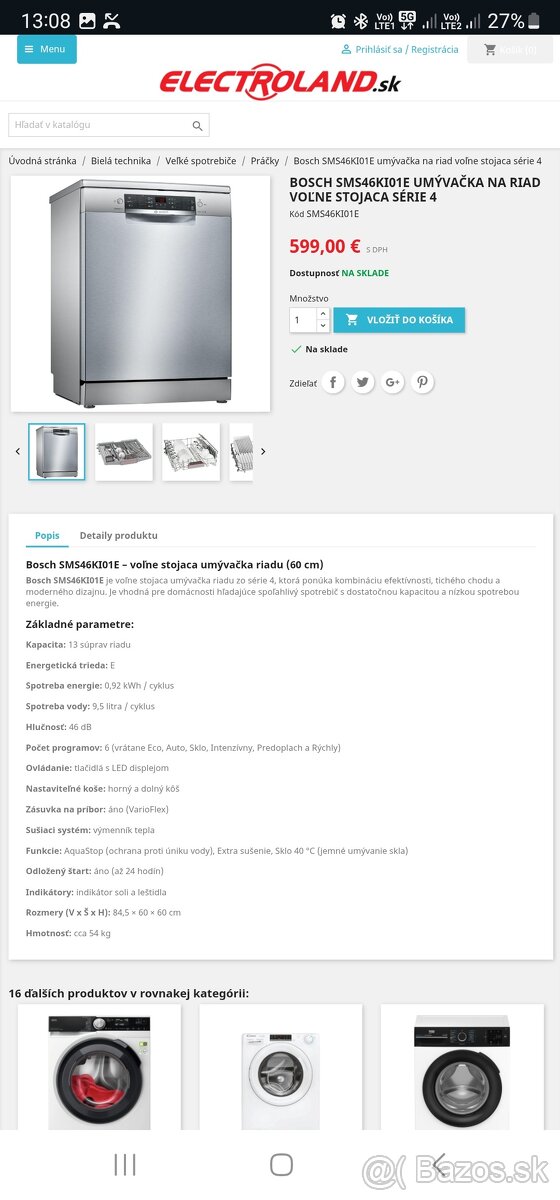 Bosch umývačka riadu