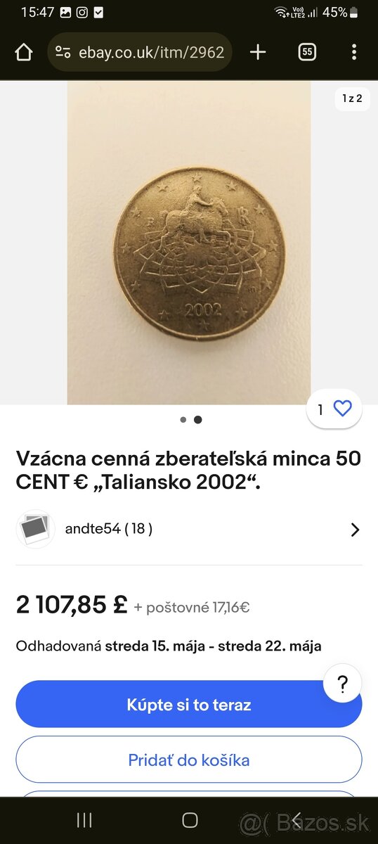 2002 50 Euro Cent Italy