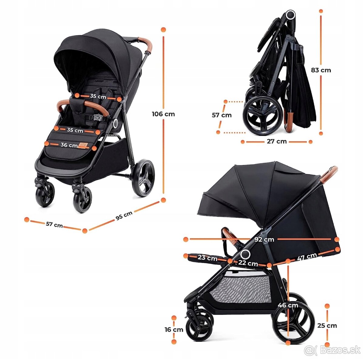 Kinderkraft grande black čierny kočík nový neodbalený