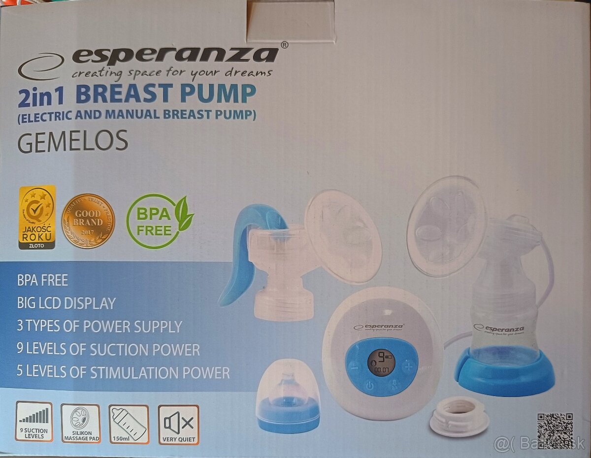 Elektrická a ručná odsávačka mlieka Esperanza