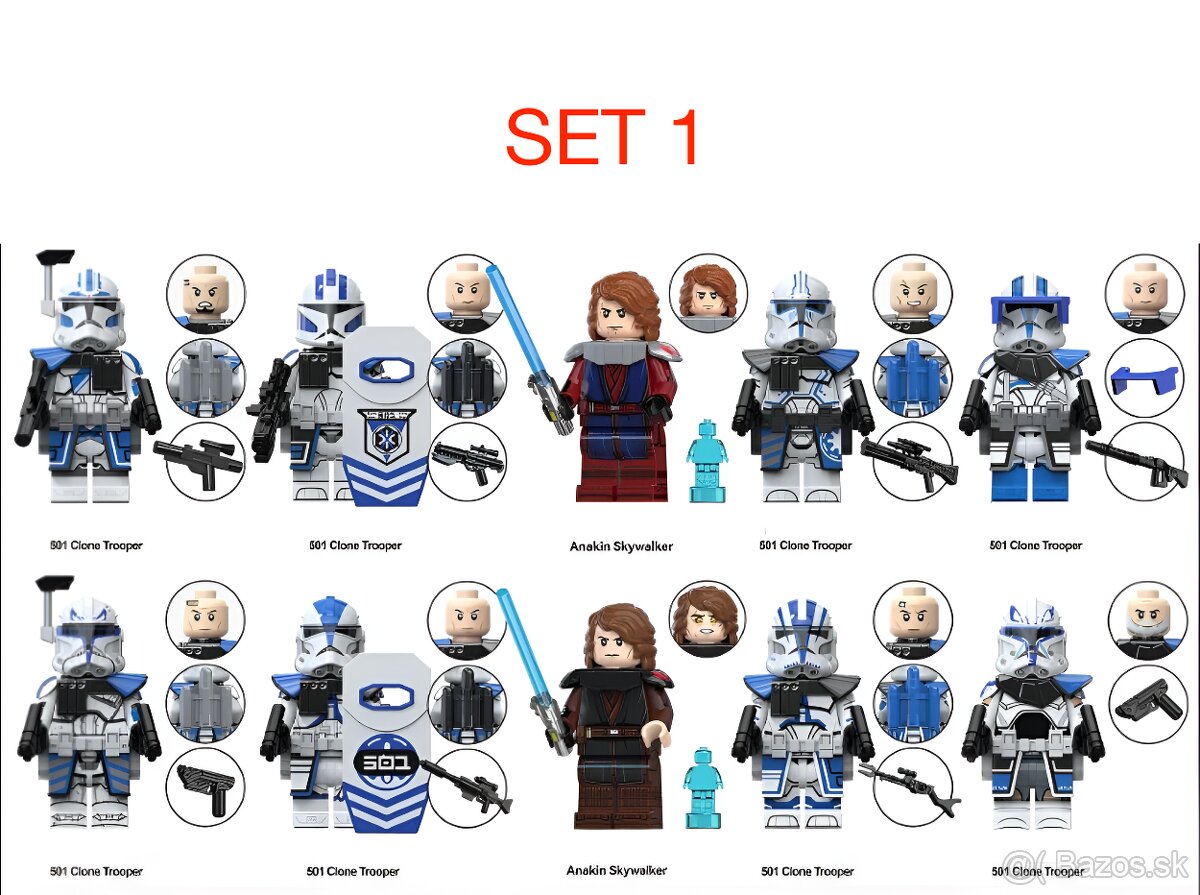 Rôzne figúrky Star Wars 8 (8ks) - typ lego - nové