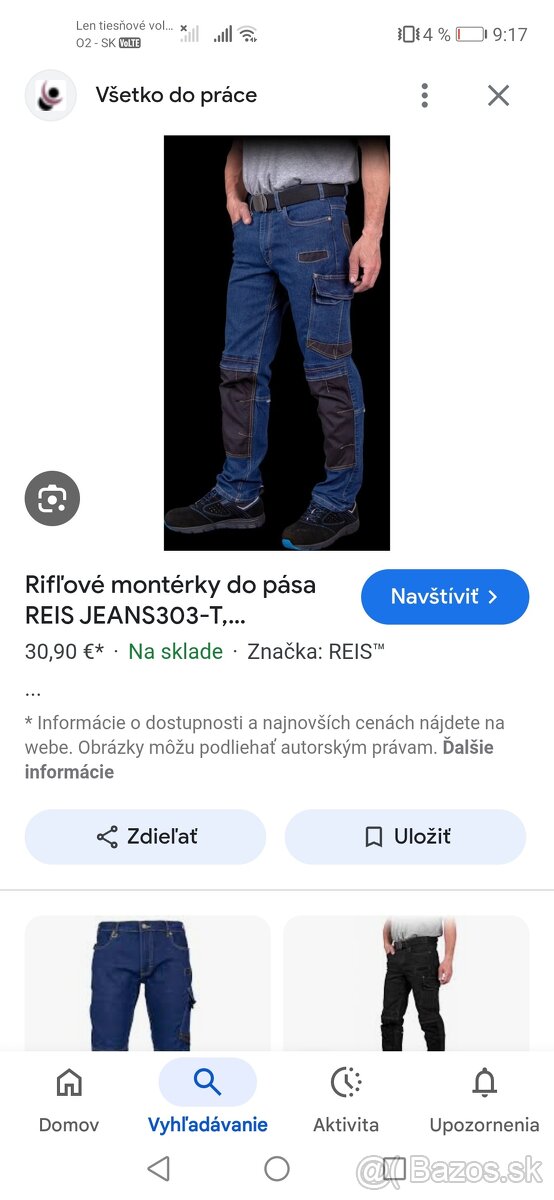 Reis pracovné rifle nové veľkosť 50
