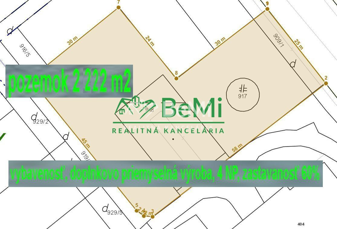 Pozemok Nitra - Horné Krškany, 4NP, zastavanosť 60% ID 435-1