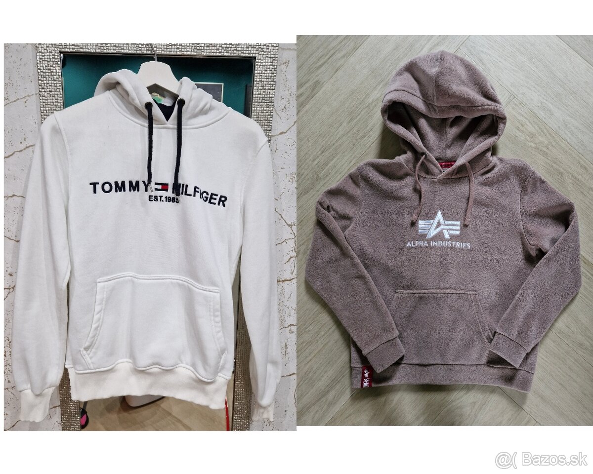 NOVA Tommy Hilfiger biela mikina,Alpha Industries mikina