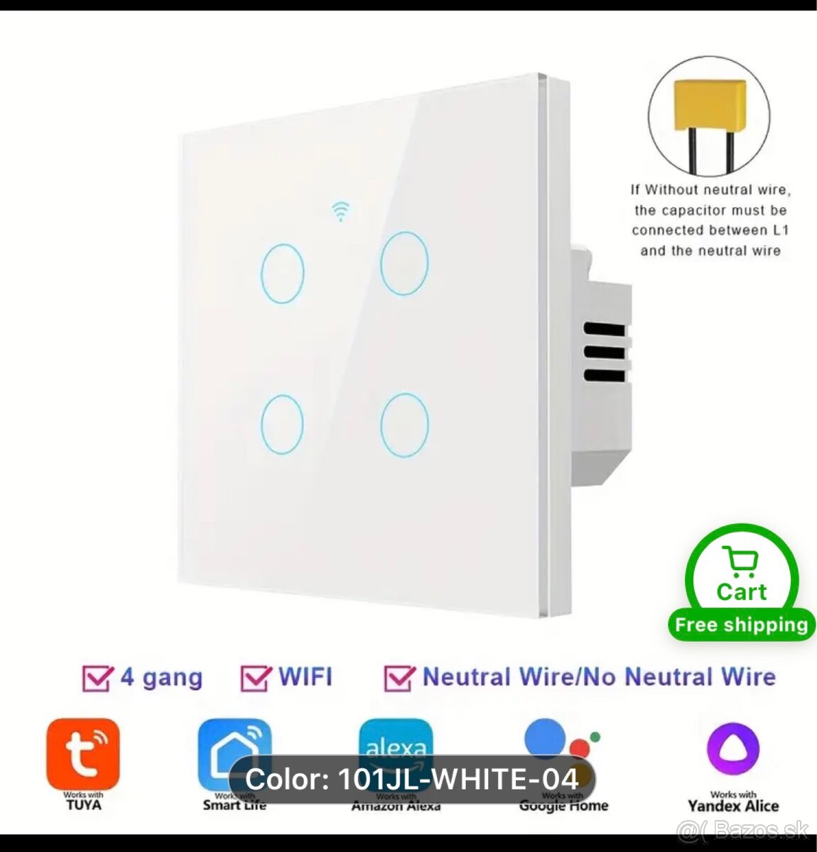 Smart switch 4 tlačidlový vypínač 4gang ; 2 Smart vypínače 4