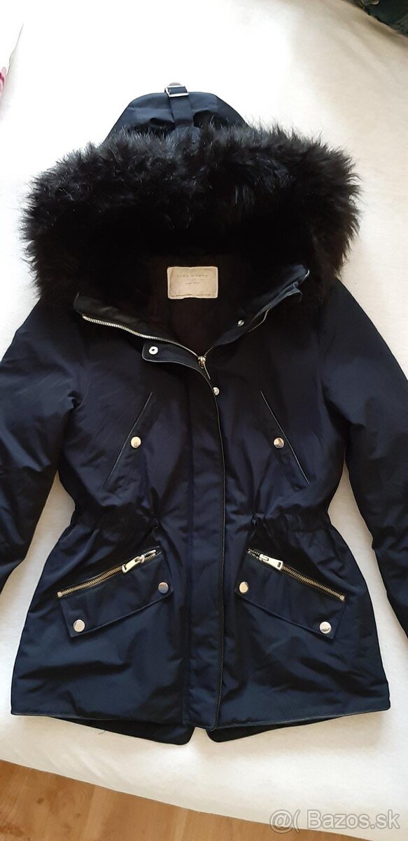 Tmavomodrá bunda Zara XS