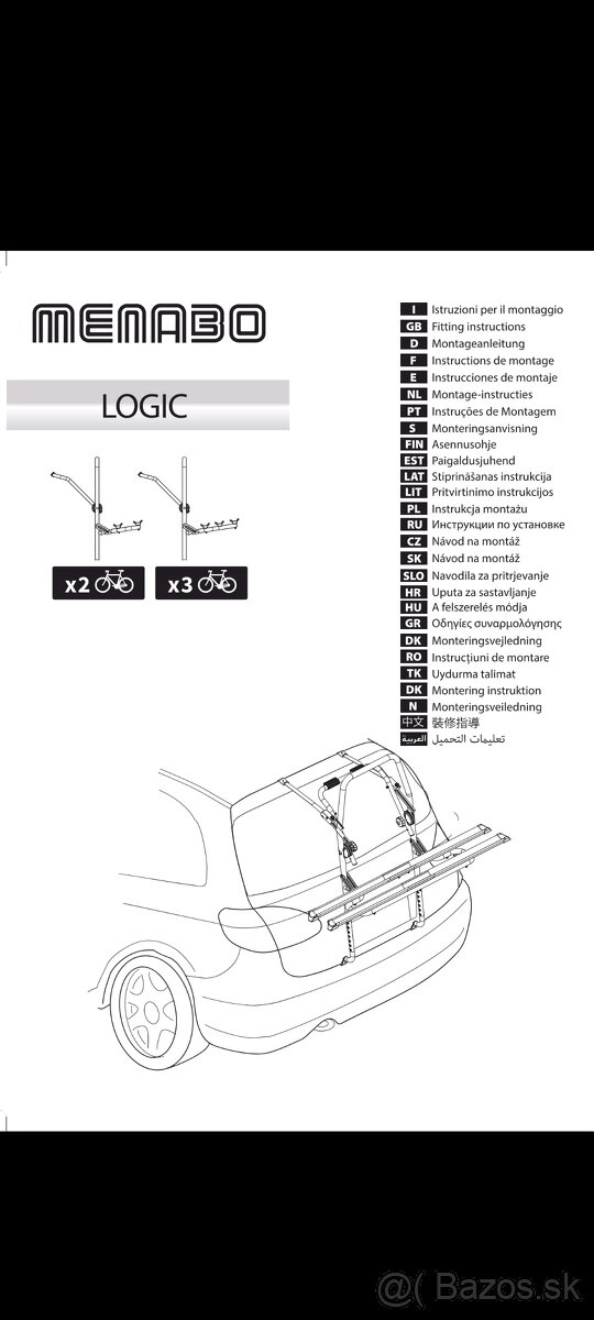Nosič bicyklov Menabo Logic 3