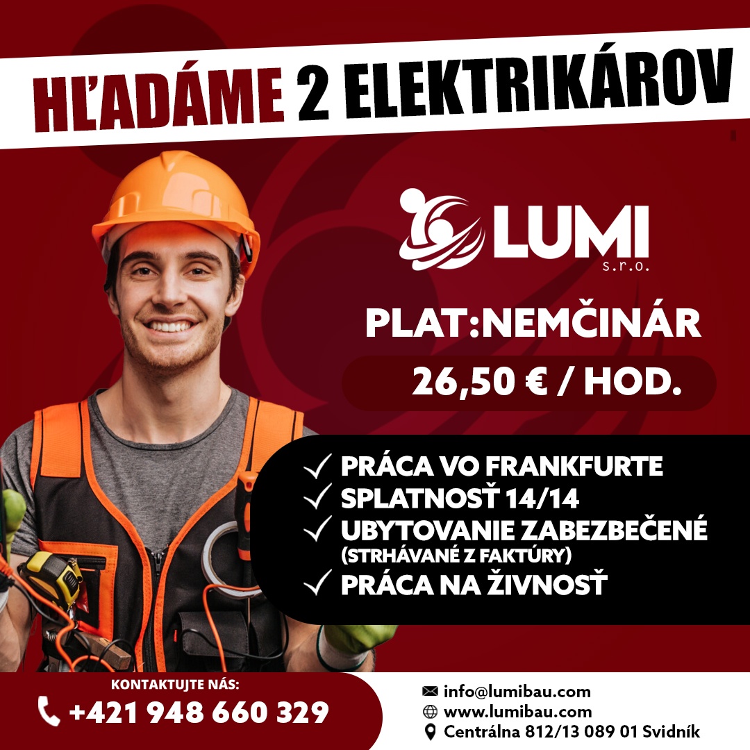 HĽADÁME 3 ELEKTRIKÁROV