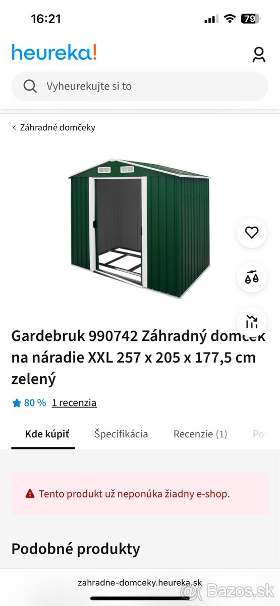 Kovový záhradný domček na náradie ZELENÝ