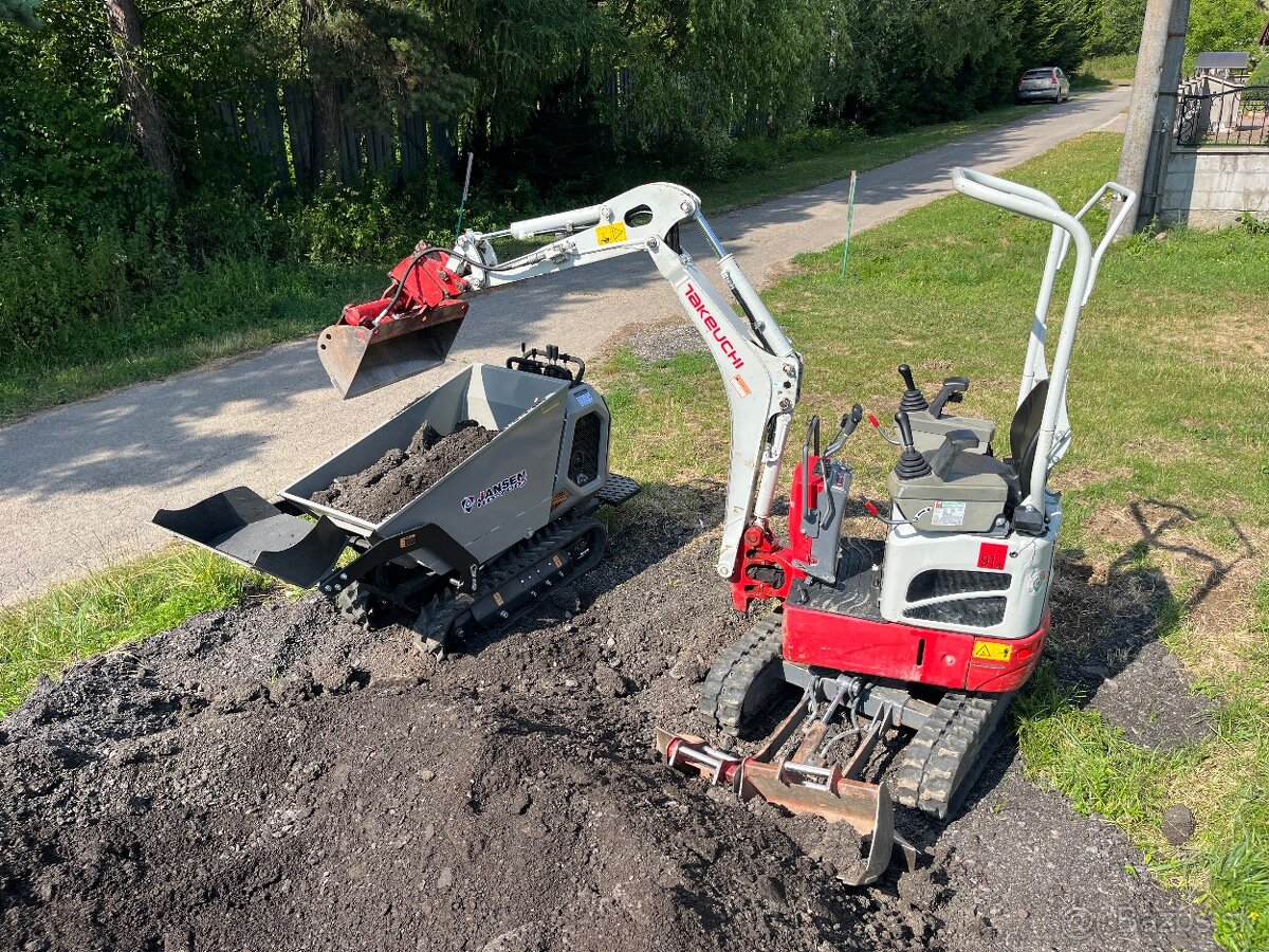 Prenájom minibagra Takeuchi tb210r, prenájom minidumpra