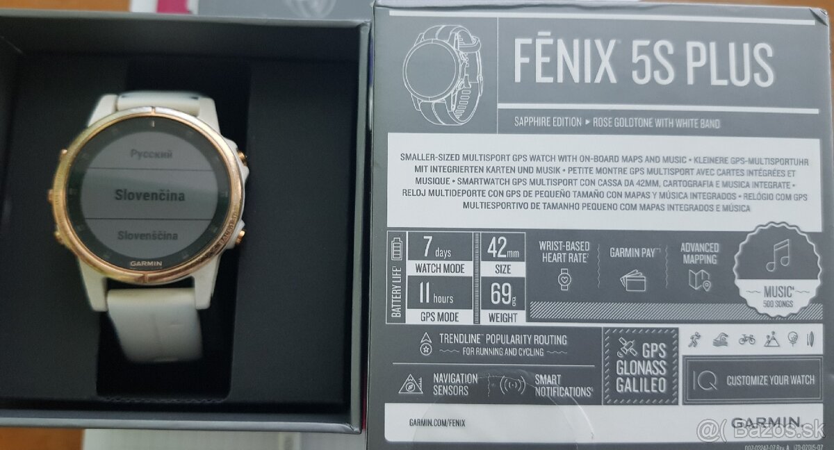 Garmin Fenix 5S Plus komplet balenie + náhradný remienok