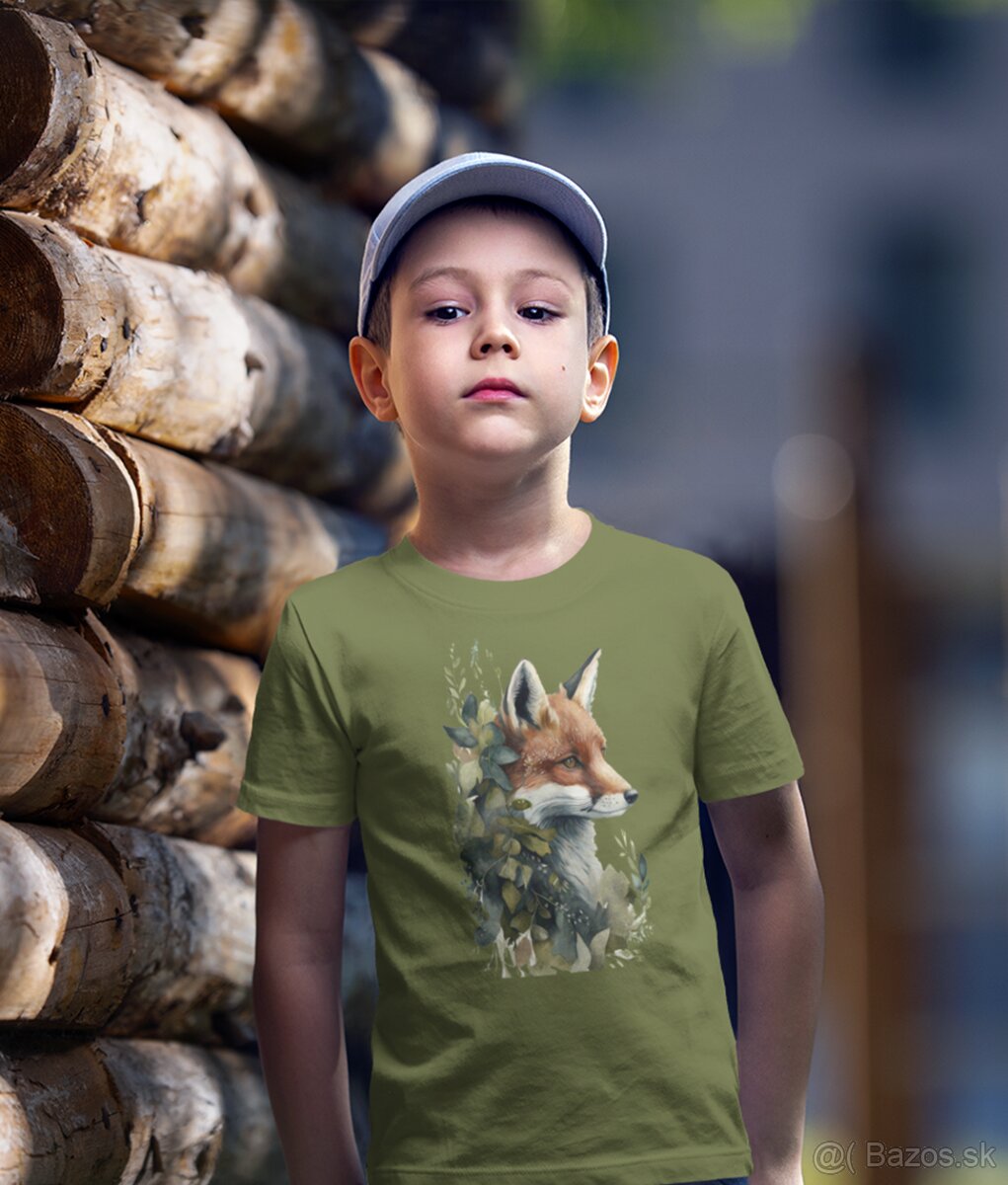 Detske tričko 134 zelene Líška