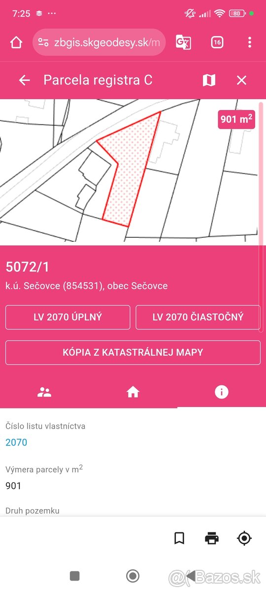 Pozemok v obci Albínov, Sečovce