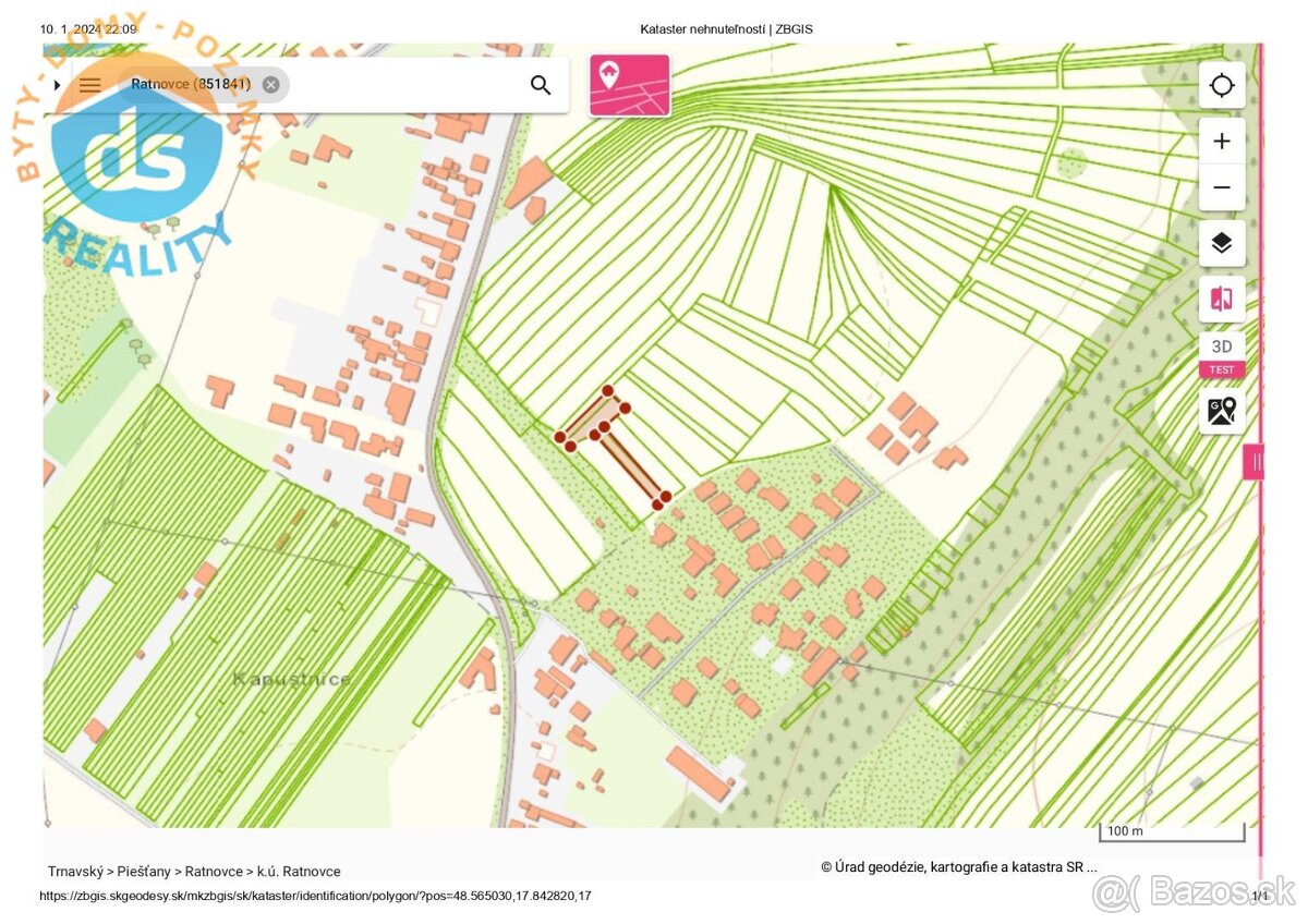 Na predaj pozemok 1.093 m2 určený podľa UPI na výstavbu rodi
