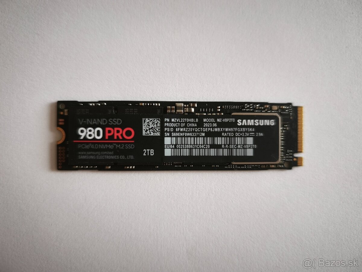 Samsung 980 PRO 2TB, M.2 2280, NVMe (nepoužité)