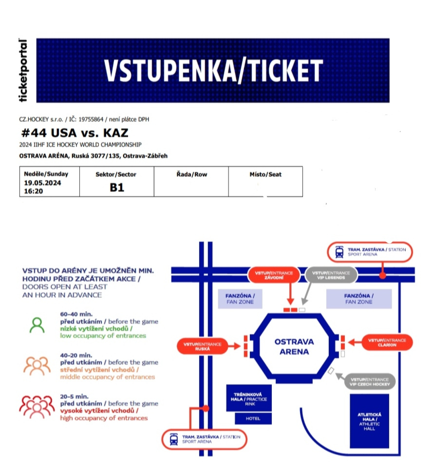 predám vstupenky na IIHF MS v hokeji v Ostrave