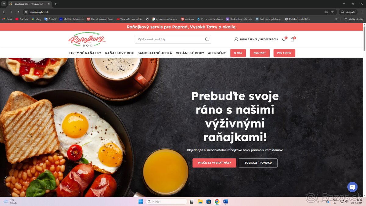 Predám eshop zameraný na raňajky