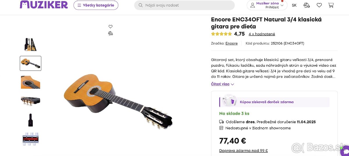 Klasicka gitara 3/4 Encore