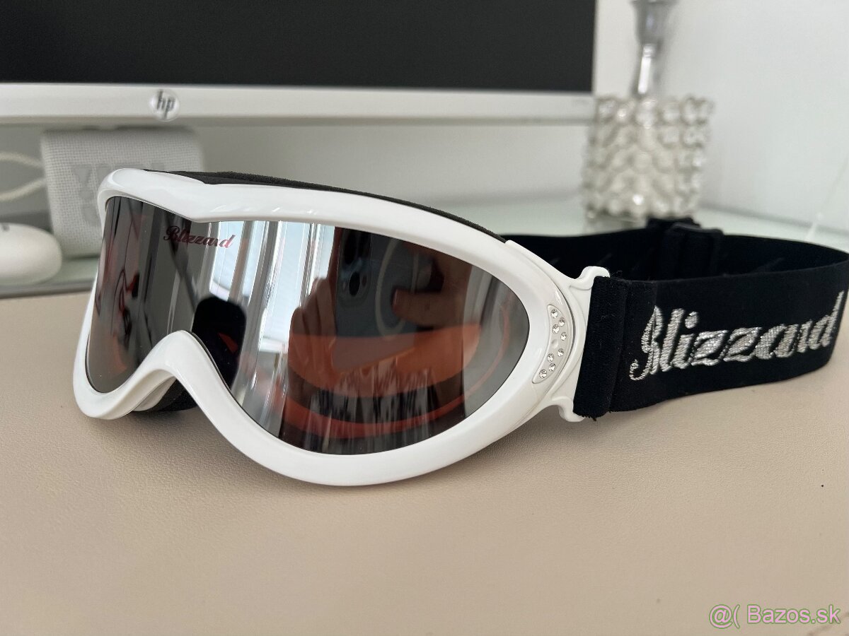 Dámske lyžiarske okuliare Blizzard - biele s kamienkami