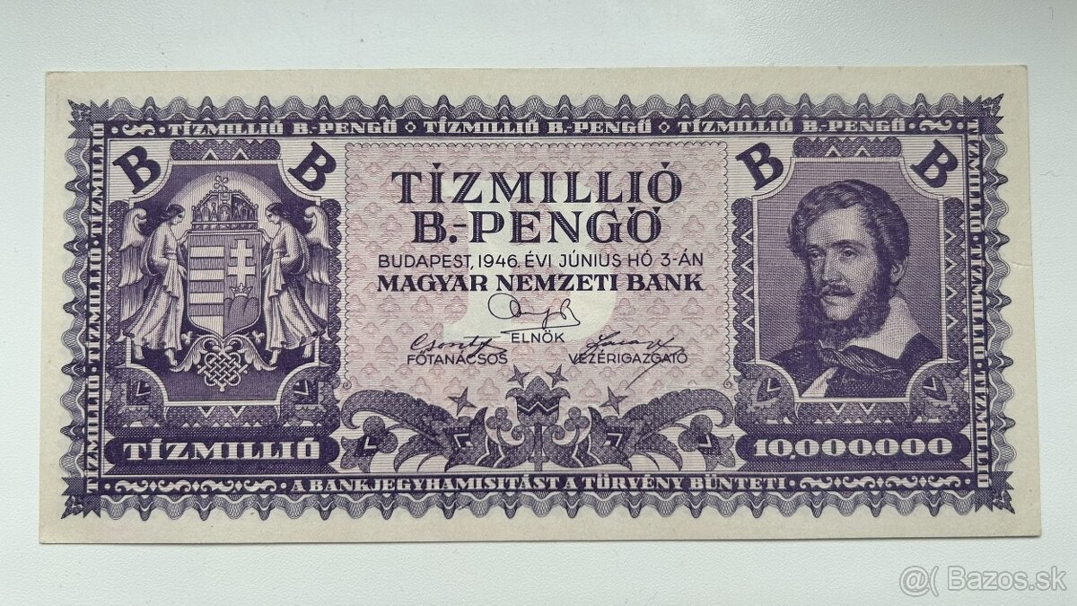 Bankovky Maďarsko 1000 Korona 1920 a 10 Mil B Pengo UNC