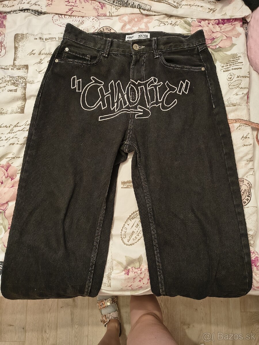 Čierne panske rifle baggy fit L