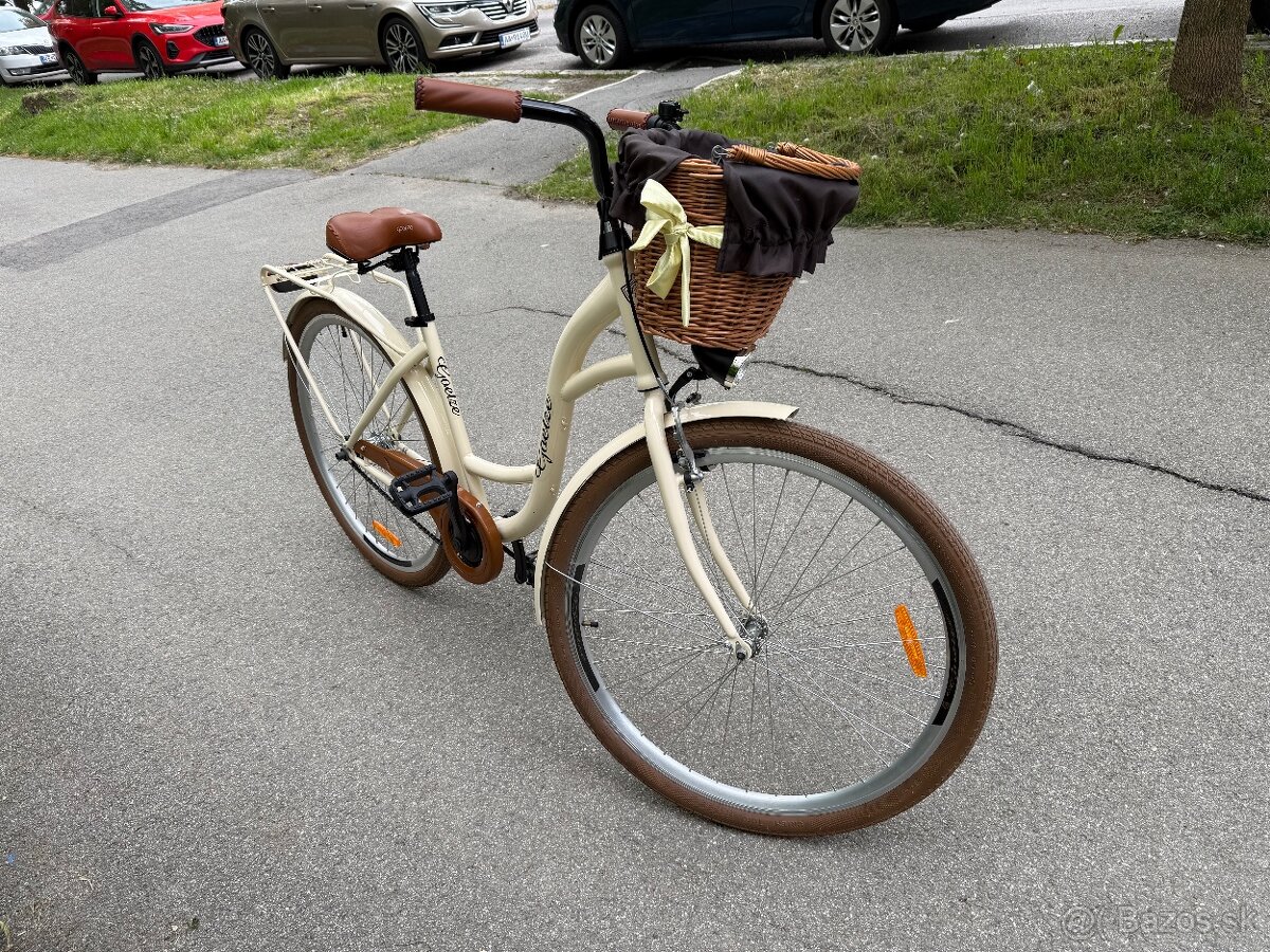 Štýlový dámsky mestský bicykel s košíkom – ako nový