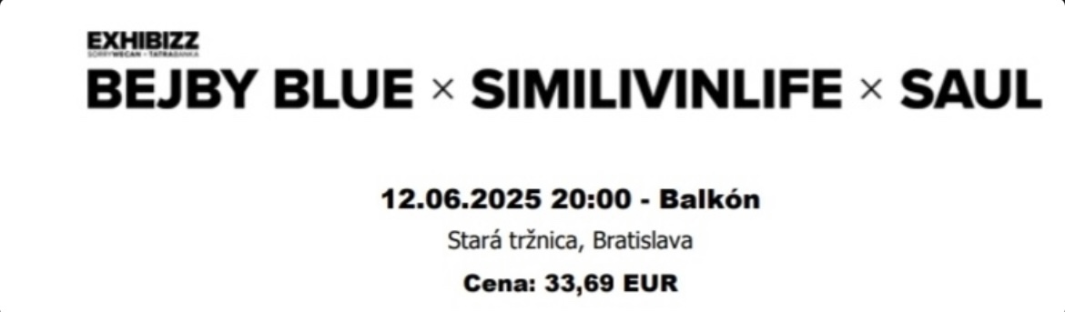Predam 2x lístky na koncert similivinlife x bejby blue