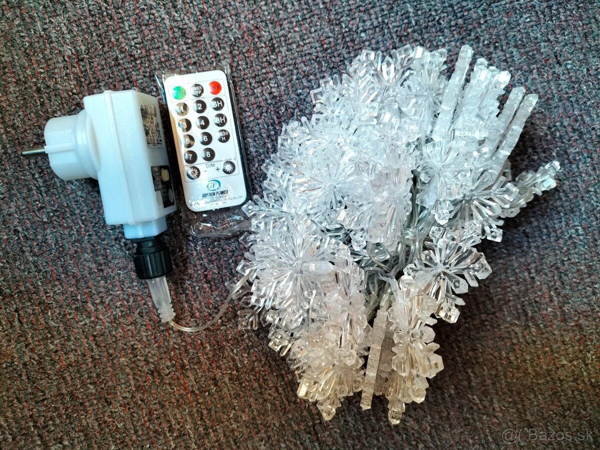 Vianočná LED svetelná reťaz – snehové vločky ❄️ s diaľkovým