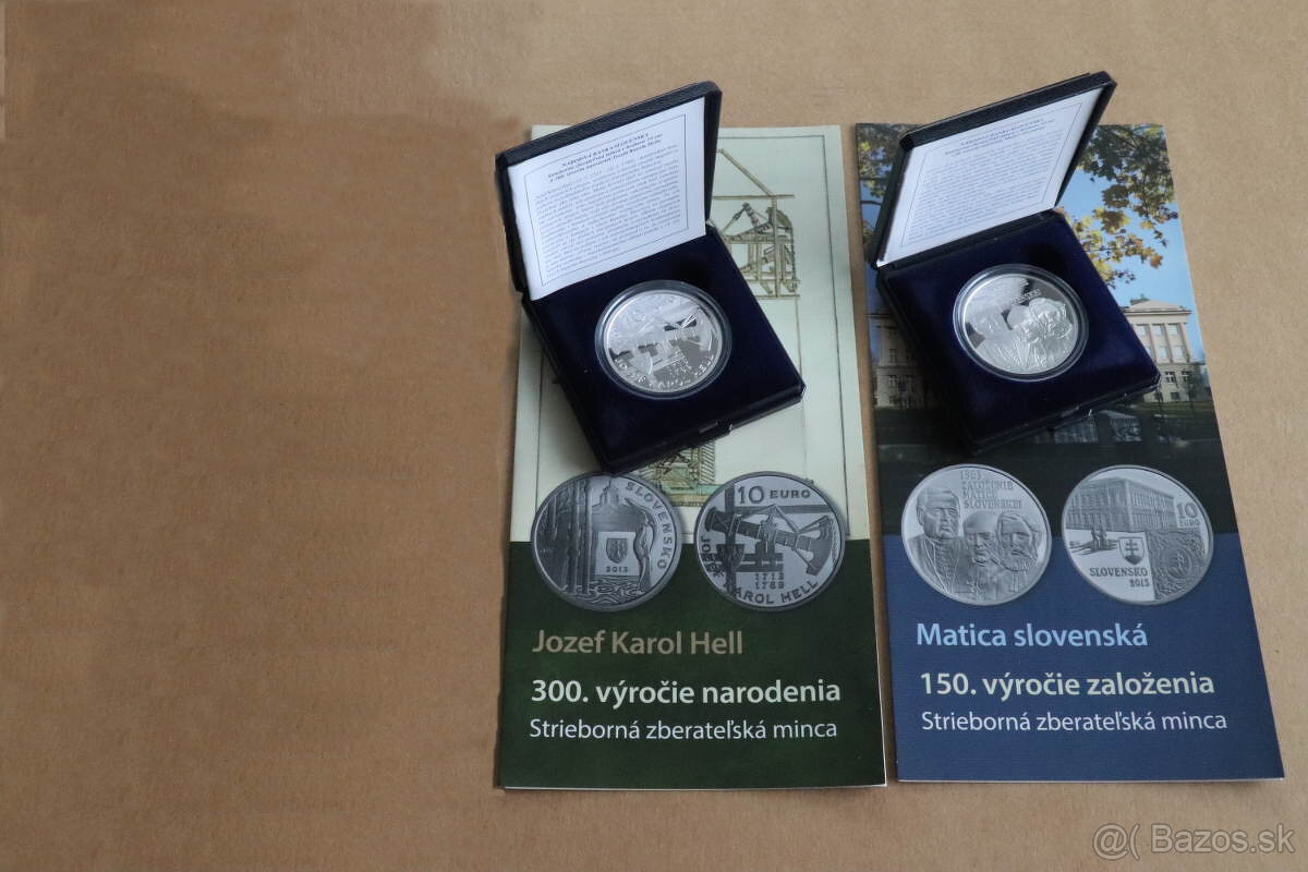 PREDAJ - PROOF strieborné zberateľské euro mince