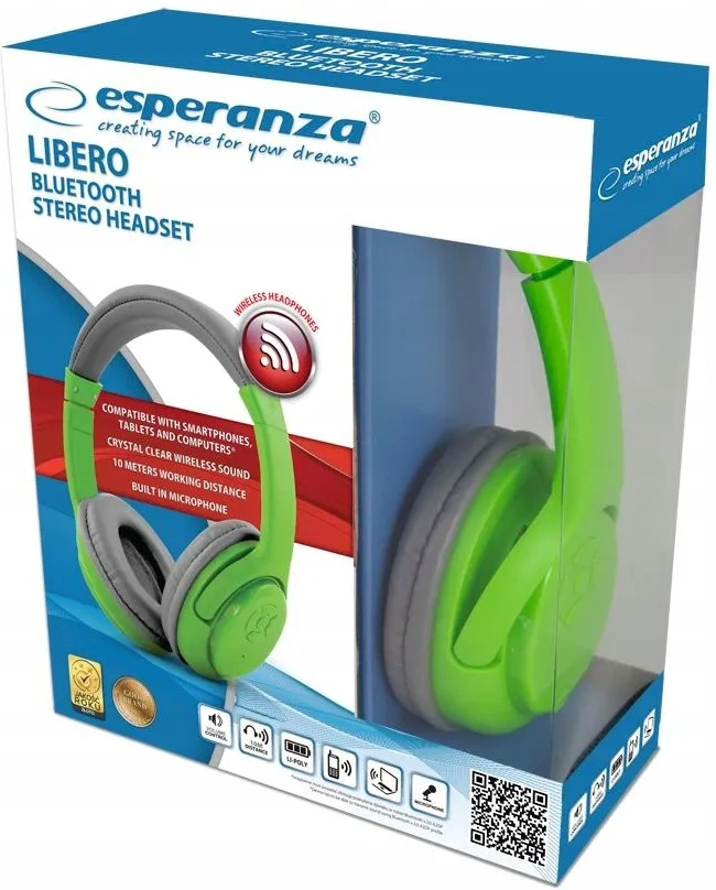 Bezdrôtové stereo slúchadlá Esperanza Libero Bluetooth