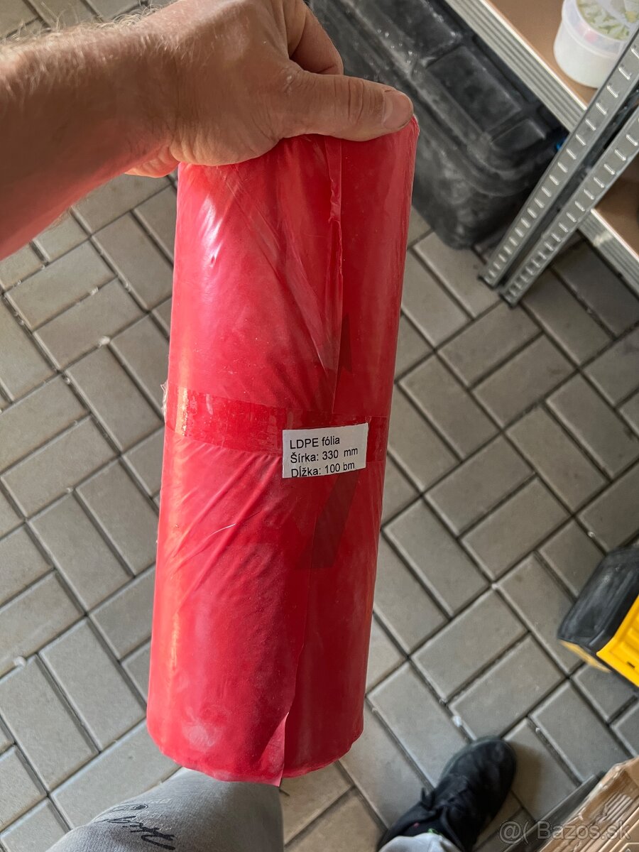 Červená výstražná fólia s bleskom LDPE 330 mm, 100m