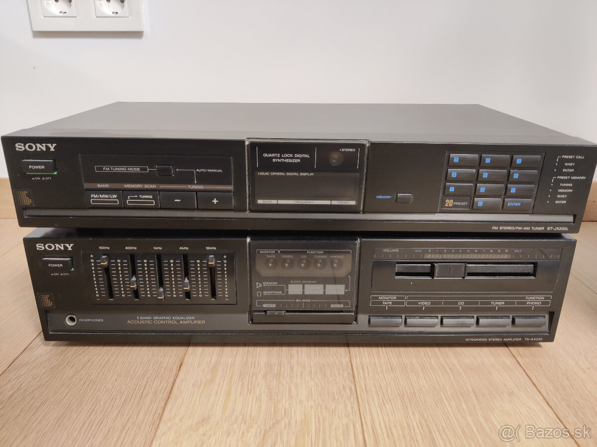 retro zostava Sony gramofon, zosilovac a tuner