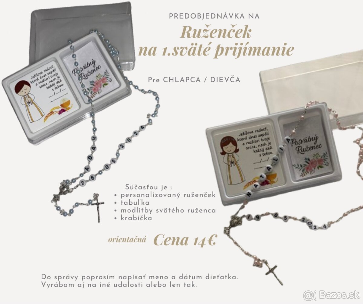 Personalizovaný ruženček na 1.sväté prijímanie