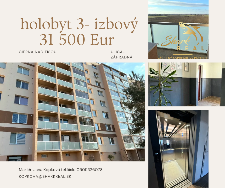 Ponúkame 3 izbový byt Čierna nad Tisou