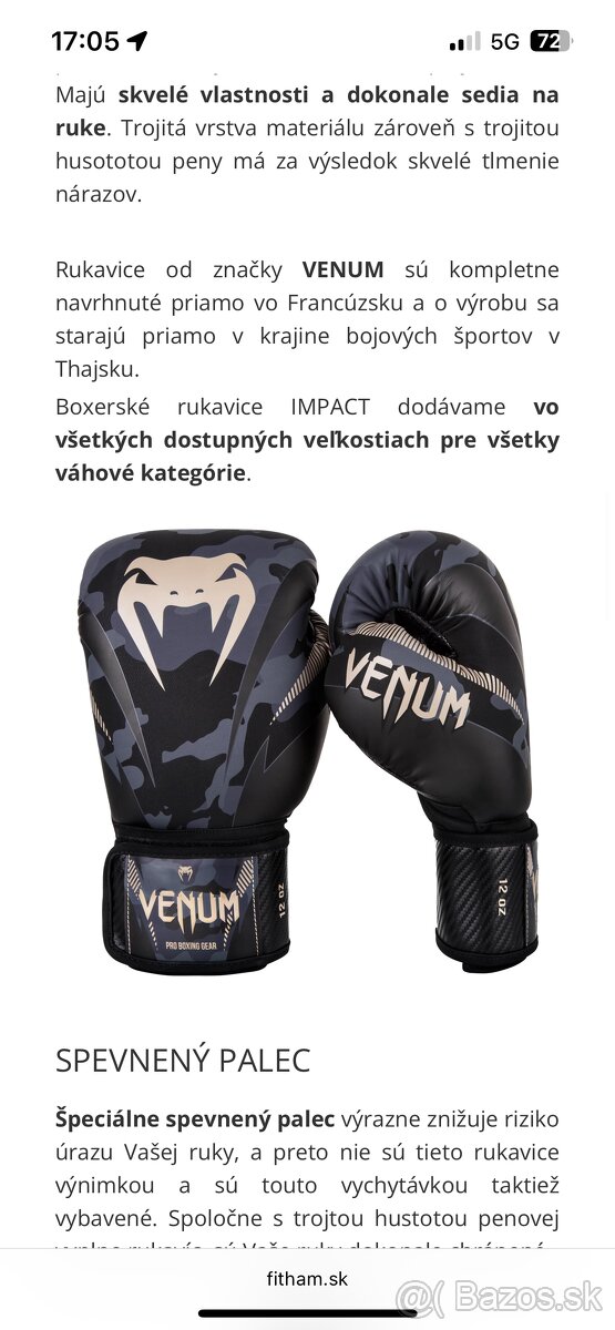 Boxerské rukavice Venum 16oz