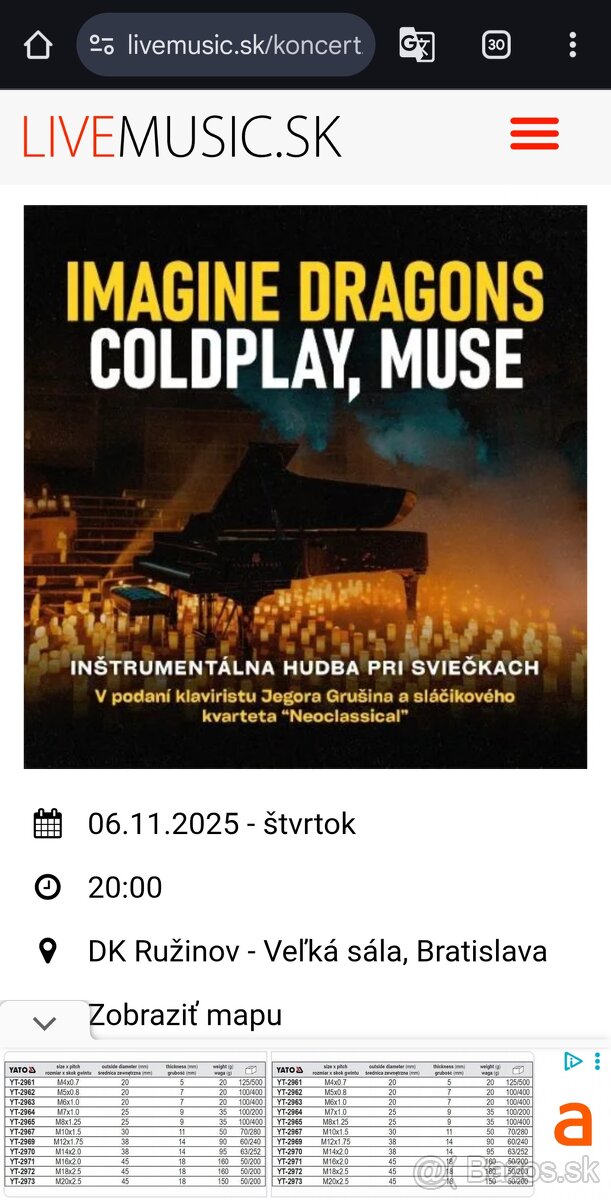 Imagine Dragons, Coldplay a Muse pri sviečkach DK Ružinov